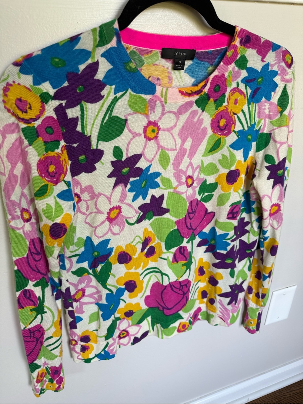 J.Crew Margot floral sweater vibrant garden S - Picture 7 of 8